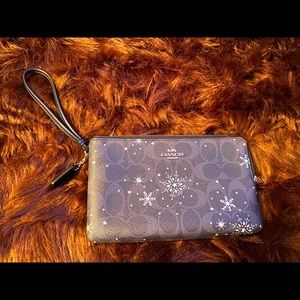 Coach Navy Snowflake Wristlet